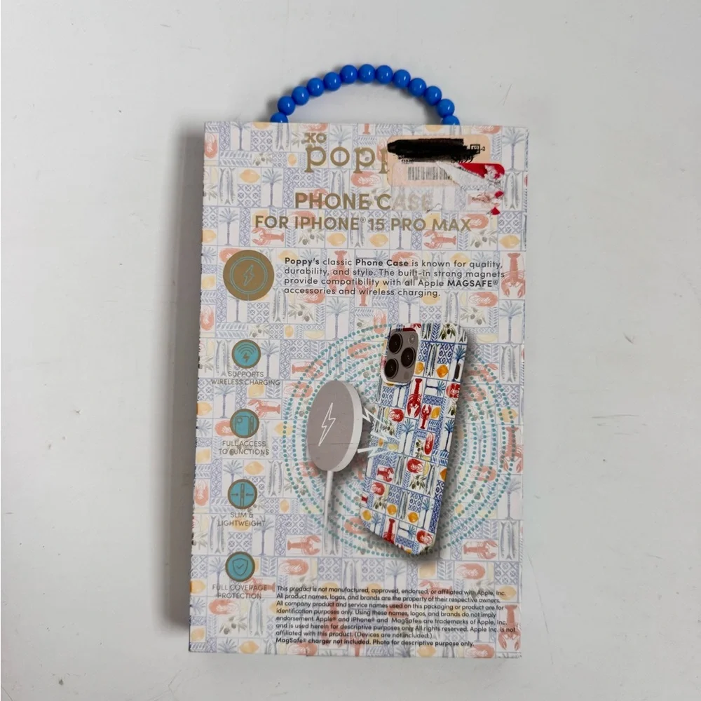 NIB XO Poppy iPhone 15 Pro Max Phone Case MagSafe Coastal Tile Patterned